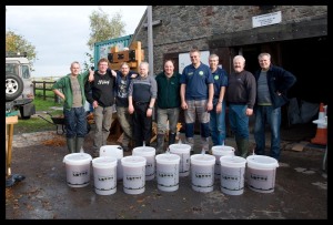 The happy team after pressing over fifty gallons of cider.